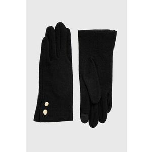 Vlnené rukavice Lauren Ralph Lauren dámske, čierna farba vyobraziť