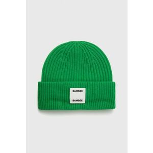 Vlnená čiapka Samsoe Samsoe zelená farba, z hrubej pleteniny, vlnená vyobraziť