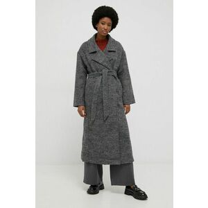 Vlnený kabát Answear Lab šedá farba, prechodný, oversize vyobraziť