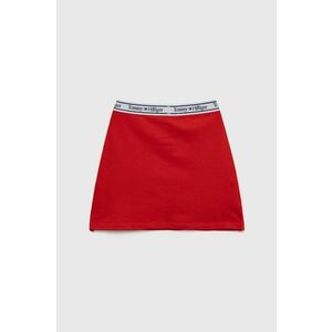 Dievčenská sukňa Tommy Hilfiger červená farba, mini, rovný strih vyobraziť
