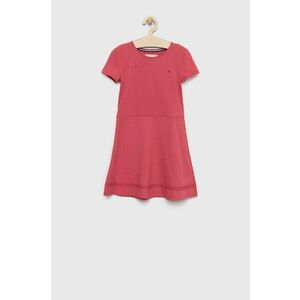 Dievčenské šaty Tommy Hilfiger ružová farba, midi, áčkový strih vyobraziť