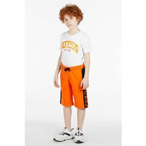 Detské bavlnené šortky Guess oranžová farba, nastaviteľný pás vyobraziť