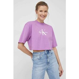 Bavlnené tričko Calvin Klein Jeans fialová farba, vyobraziť