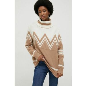 Vlnený sveter Answear Lab dámsky, béžová farba, s rolákom vyobraziť