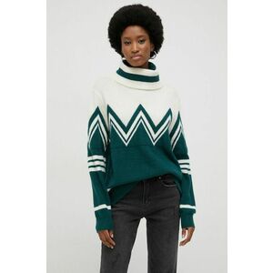 Vlnený sveter Answear Lab dámsky, zelená farba, s rolákom vyobraziť