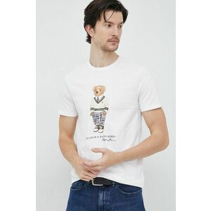 Bavlnené tričko Polo Ralph Lauren biela farba, s potlačou vyobraziť
