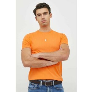 Bavlnené tričko Polo Ralph Lauren oranžová farba, jednofarebné vyobraziť
