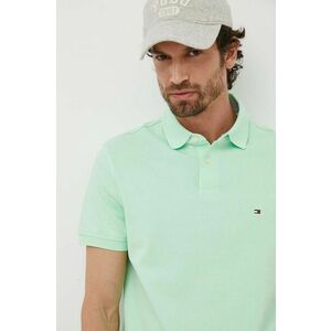Polo tričko Tommy Hilfiger pánske, zelená farba, jednofarebné vyobraziť