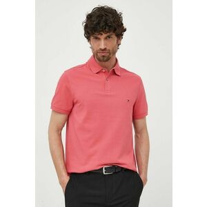 Polo tričko Tommy Hilfiger pánske, ružová farba, jednofarebné vyobraziť