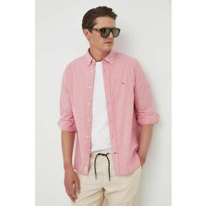 Košeľa Tommy Hilfiger pánska, ružová farba, regular, s golierom button-down vyobraziť