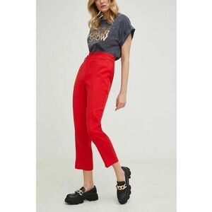 Nohavice Answear Lab dámske, červená farba, priliehavé, vysoký pás vyobraziť