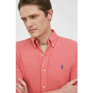 Bavlnená košeľa Polo Ralph Lauren pánska, červená farba, regular, s golierom button-down vyobraziť