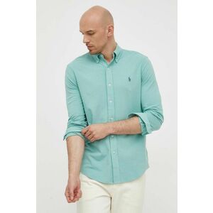 Bavlnená košeľa Polo Ralph Lauren pánska, zelená farba, regular, s golierom button-down vyobraziť