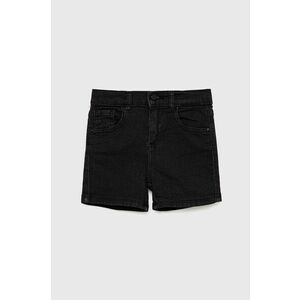 Detské rifľové krátke nohavice Guess čierna farba, jednofarebné, vyobraziť
