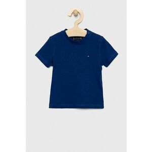 Detské bavlnené tričko Tommy Hilfiger tmavomodrá farba, jednofarebný vyobraziť