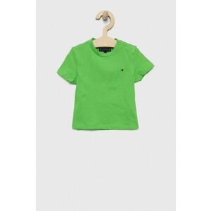 Detské bavlnené tričko Tommy Hilfiger zelená farba, jednofarebný vyobraziť