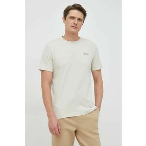 Bavlnené tričko Calvin Klein béžová farba, jednofarebné vyobraziť