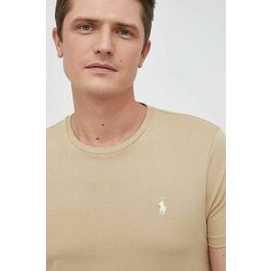 Bavlnené tričko Polo Ralph Lauren béžová farba, jednofarebné vyobraziť