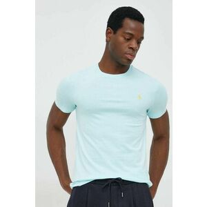 Bavlnené tričko Polo Ralph Lauren tyrkysová farba, jednofarebné vyobraziť