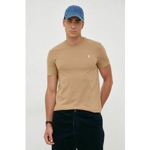 Bavlnené tričko Polo Ralph Lauren béžová farba, jednofarebný vyobraziť