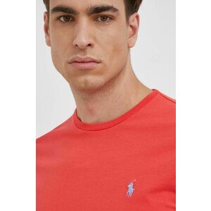 Bavlnené tričko Polo Ralph Lauren červená farba, jednofarebné vyobraziť