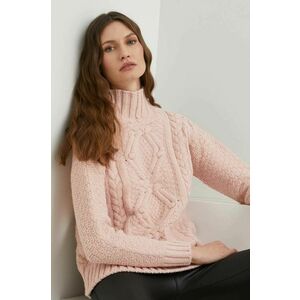 vlnený sveter Answear Lab dámsky, ružová farba, teplý, s rolákom vyobraziť