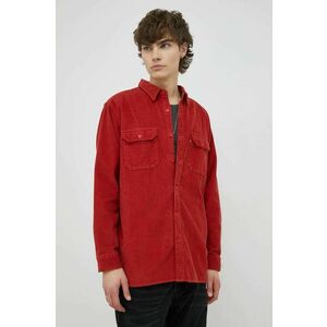 Manšestrová košeľa Levi's pánska, červená farba, voľný strih, s klasickým golierom vyobraziť