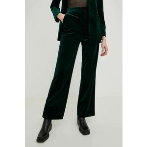 Nohavice Answear Lab dámske, zelená farba, široké, vysoký pás vyobraziť