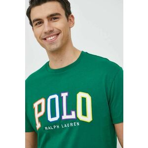 Bavlnené tričko Polo Ralph Lauren zelená farba, s nášivkou vyobraziť