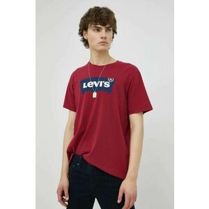 Bavlnené tričko Levi's bordová farba, s potlačou vyobraziť
