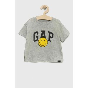 Detské bavlnené tričko GAP x smiley world šedá farba vyobraziť