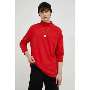 Bavlnené tričko s dlhým rukávom Levi's červená farba, jednofarebné vyobraziť