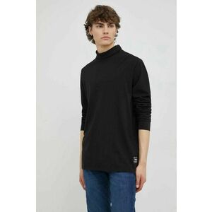 Bavlnené tričko s dlhým rukávom Levi's čierna farba, jednofarebné vyobraziť