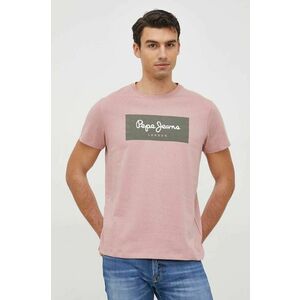 Bavlnené tričko Pepe Jeans Aaron ružová farba, s potlačou vyobraziť