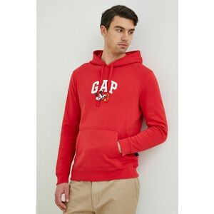 Mikina GAP x Disney pánska, červená farba, s kapucňou, s potlačou vyobraziť
