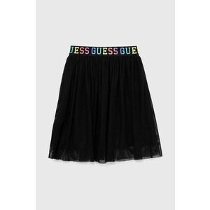 Dievčenská sukňa Guess čierna farba, mini, áčkový strih vyobraziť