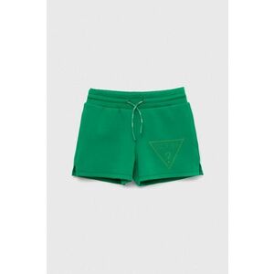Detské krátke nohavice Guess zelená farba, s potlačou vyobraziť