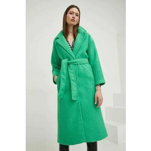Vlnený kabát Answear Lab zelená farba, prechodný, oversize vyobraziť