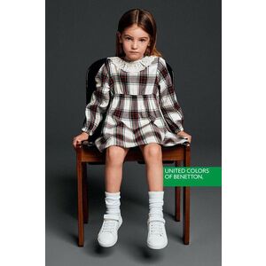 Dievčenské šaty United Colors of Benetton béžová farba, mini, áčkový strih vyobraziť