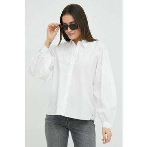 Bavlnená košeľa Tommy Hilfiger dámska, biela farba, regular, s klasickým golierom vyobraziť