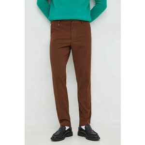 Nohavice BOSS pánske, hnedá farba, priliehavé vyobraziť