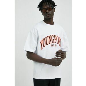 Bavlnené tričko Young Poets Society College Yoricko biela farba, s nášivkou vyobraziť