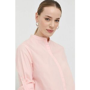 Bavlnená košeľa BOSS dámska, ružová farba, regular vyobraziť