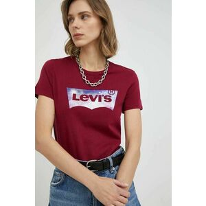 Bavlnené tričko Levi's bordová farba vyobraziť