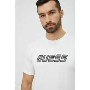 Tričko Guess pánske, biela farba, s potlačou vyobraziť