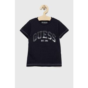 Detské bavlnené tričko Guess tmavomodrá farba, vzorovaný vyobraziť
