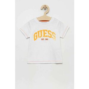 Detské bavlnené tričko Guess biela farba, vzorovaný vyobraziť