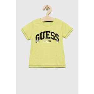 Detské bavlnené tričko Guess zelená farba, vzorovaný vyobraziť