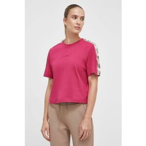 Bavlnené tričko Guess ružová farba vyobraziť