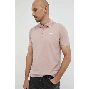 Bavlnené polo tričko HUGO ružová farba, jednofarebné vyobraziť